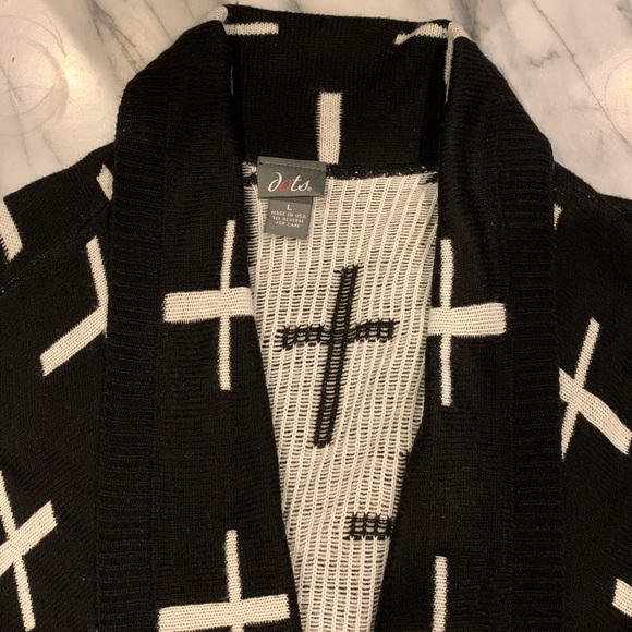Dots Knit Long Cardigan Cross Sweater Size Large - Picture 4 of 7